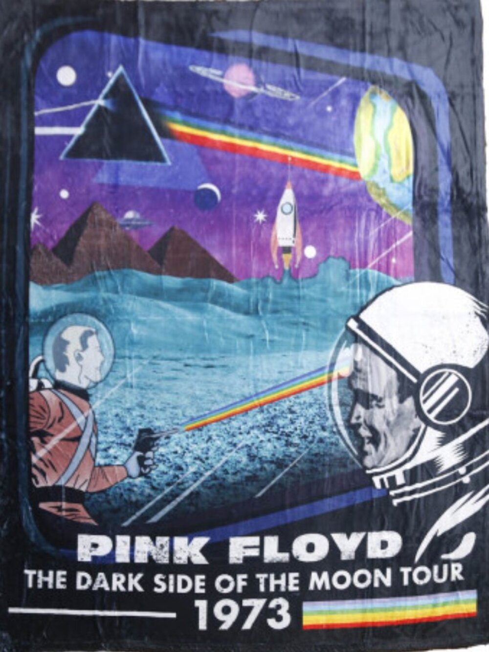 Pink Floyd Dark Side Of The Moon Retro Blanket ~ 50" x 60" ~ Brand New!